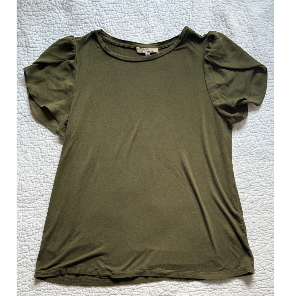 Les Serein Fran Split Neck Mixed Media Top – Size M
